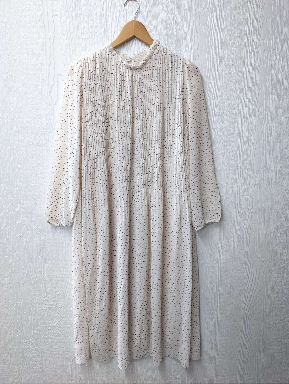 Zara Pleated Flowy Brown Polka Dot Dress Women's Size Small